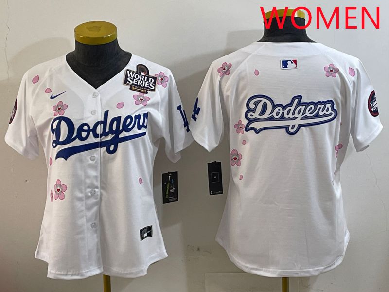Women Los Angeles Dodgers Blank White Sakura Edition 2025 Nike MLB Jersey style 15